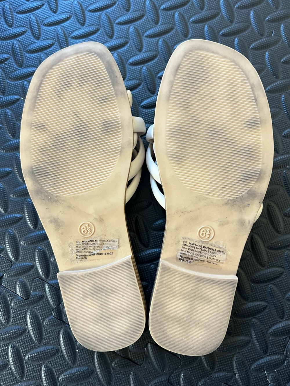 Universal Thread Ivory White Braided Strap Slide Sandals Size 8.5 - Picture 4 of 6